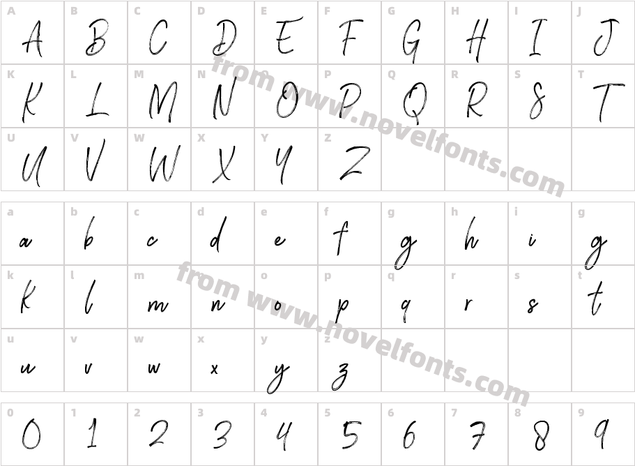 Brownhill ScriptCharacter Map