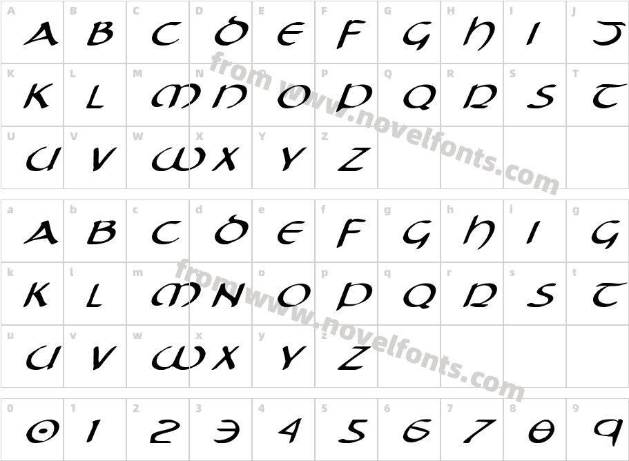 Tristram Expanded ItalicCharacter Map