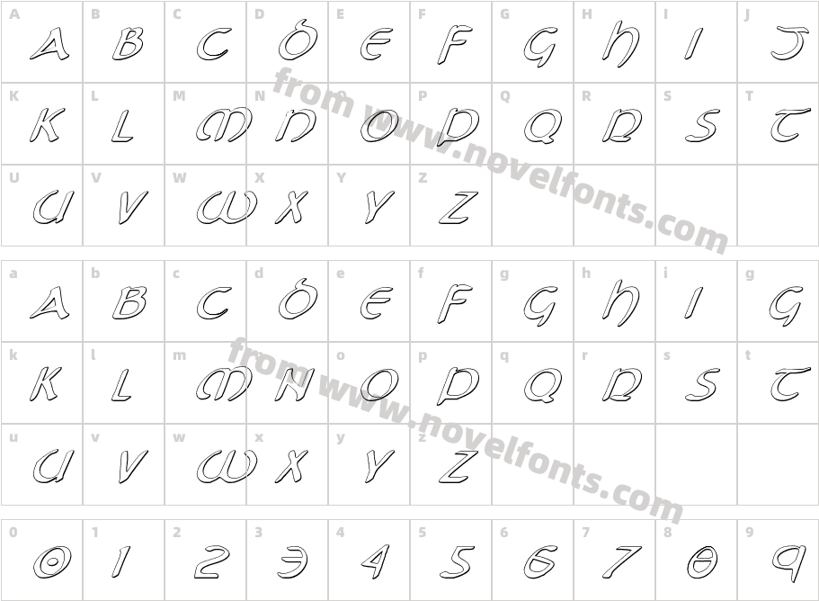 Tristram Shadow ItalicCharacter Map