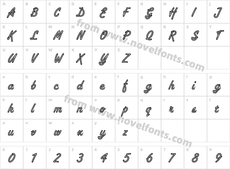 Tropica Script PlainCharacter Map