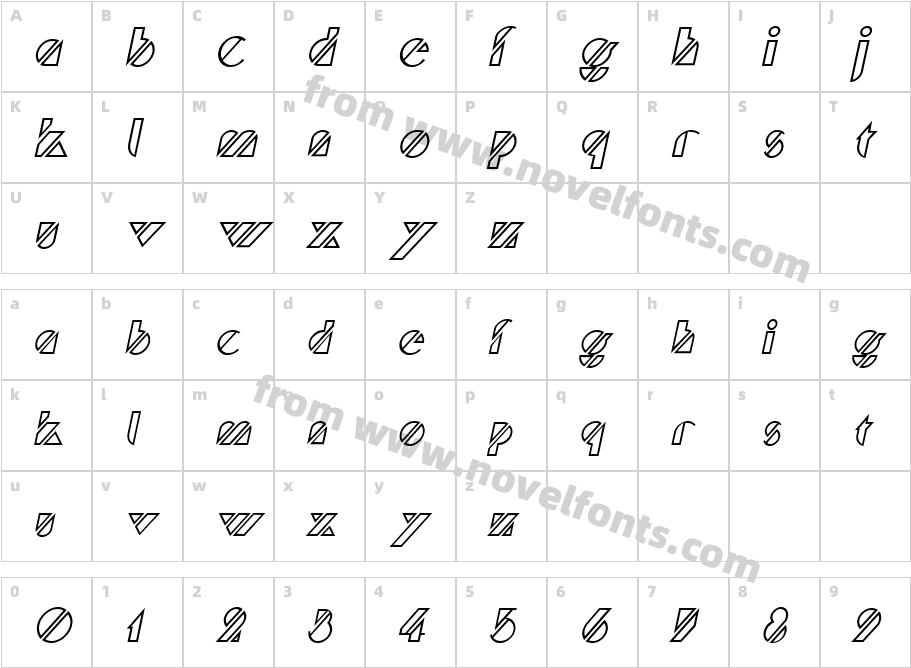 Trufflette ItalicCharacter Map