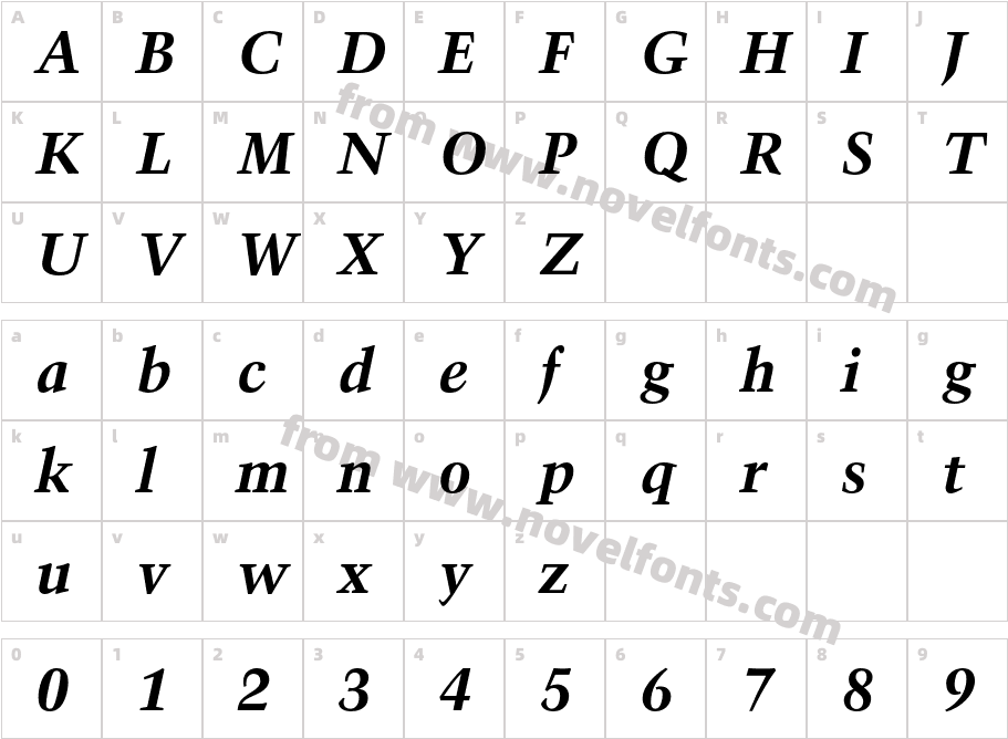 Trump MediaevalLT Std Bold ItCharacter Map