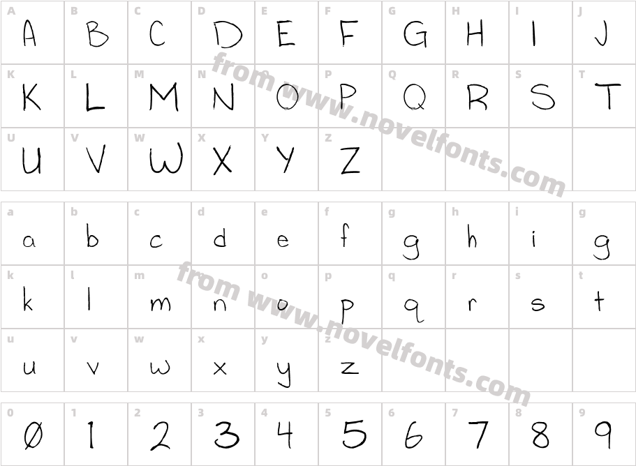 Tucker Handwritten RegularCharacter Map