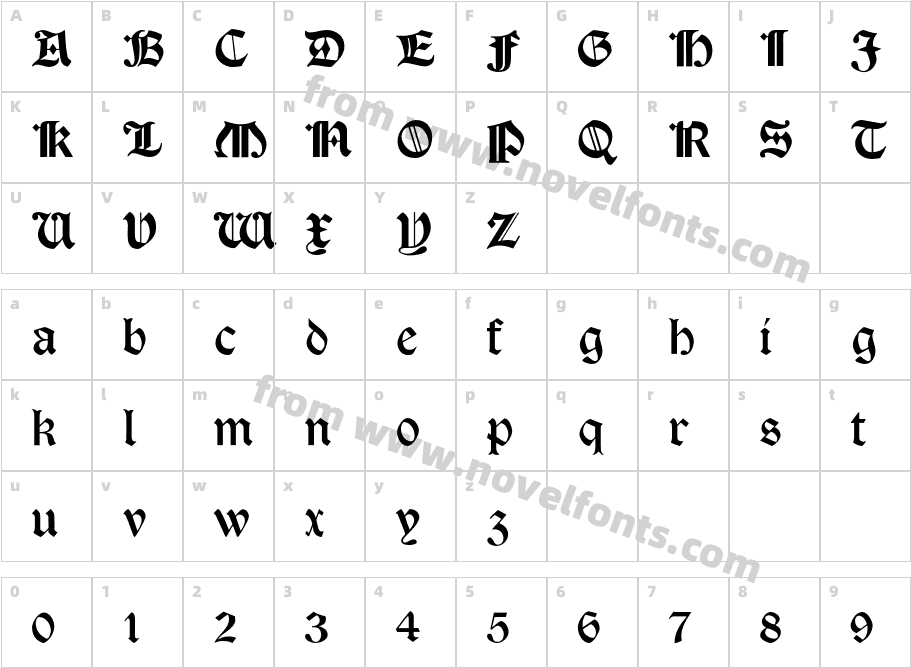 Tudor Text RegularCharacter Map