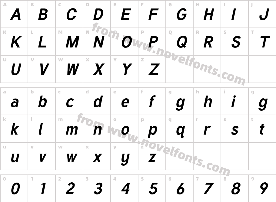 Tuffy Bold ItalicCharacter Map