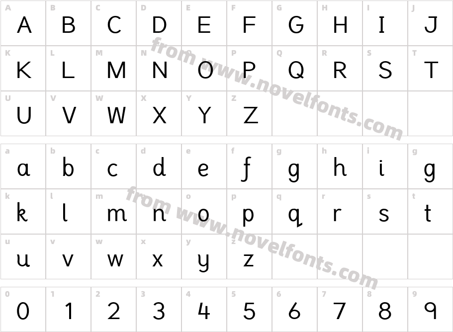 Tuffy Script RegularCharacter Map