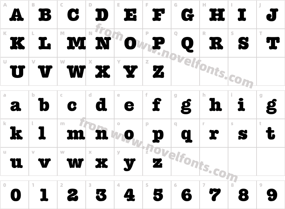 Typewriter HeavyCharacter Map