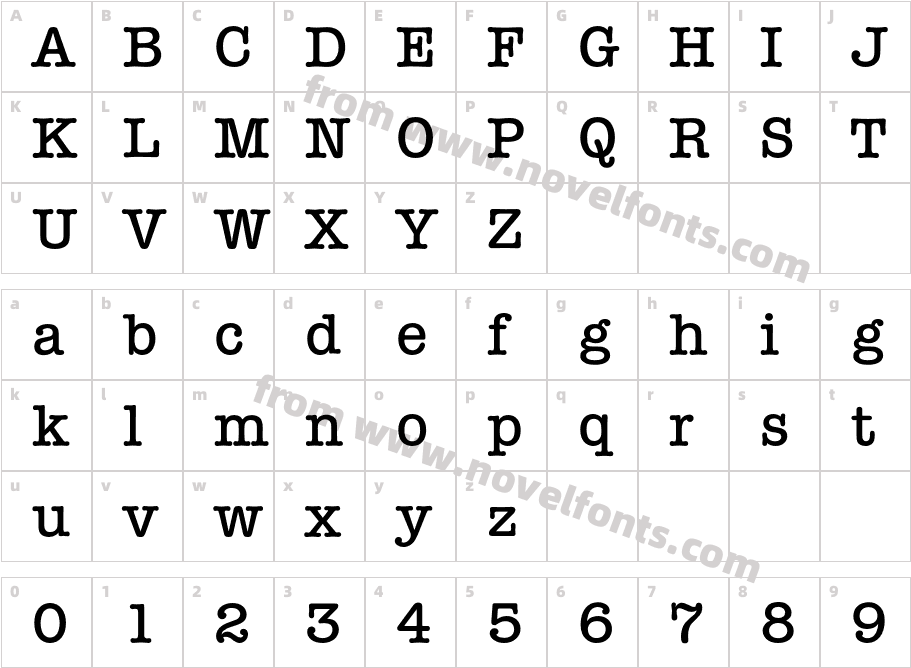 Typewriter MediumCharacter Map