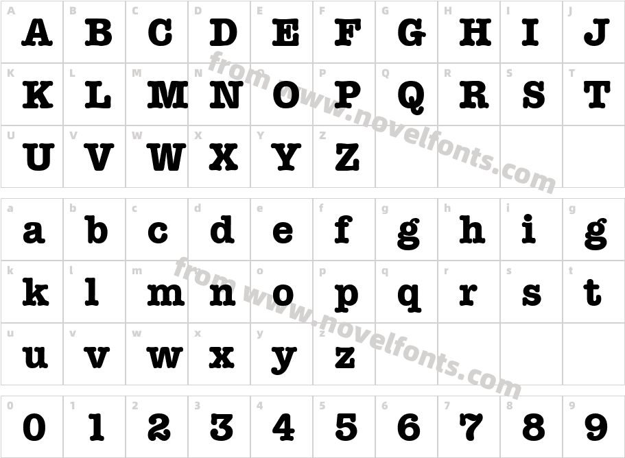 Typewriter Serial Extra Bold RegularCharacter Map