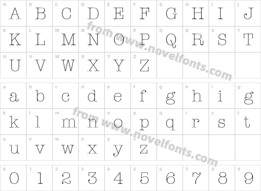 Typewriter Serial Extra Light RegularCharacter Map