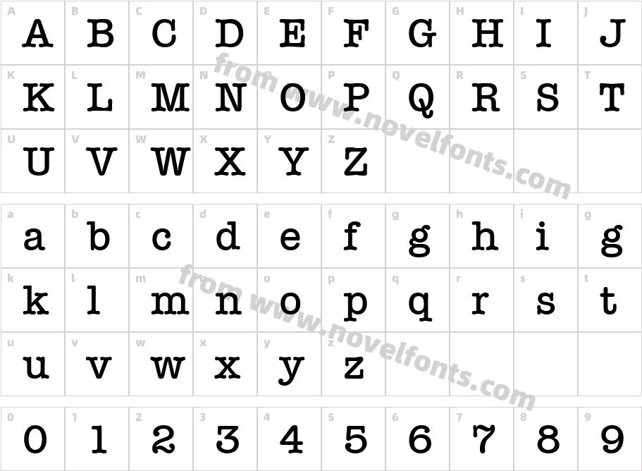 Typewriter Serial Medium RegularCharacter Map
