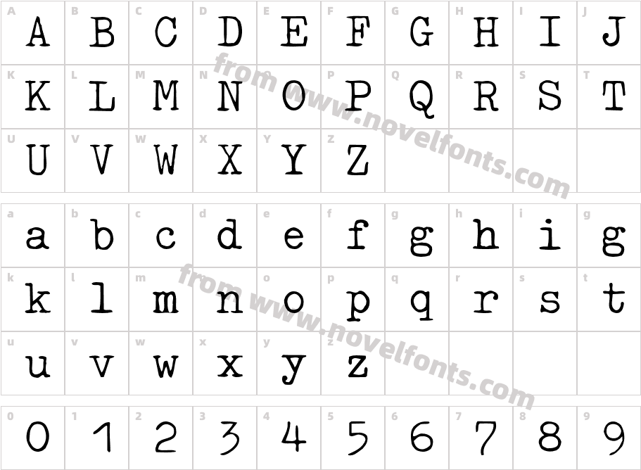 Typewriter TypeCharacter Map