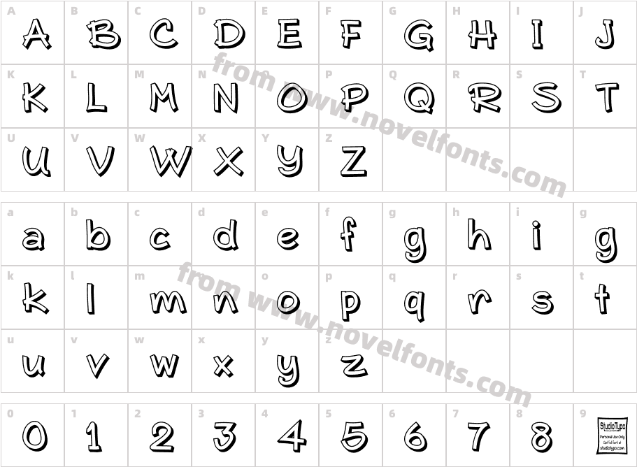 Typo Comica OutlineCharacter Map