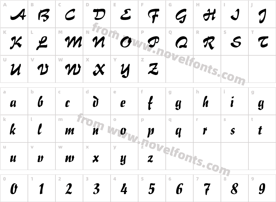 Brush Flair RegularCharacter Map