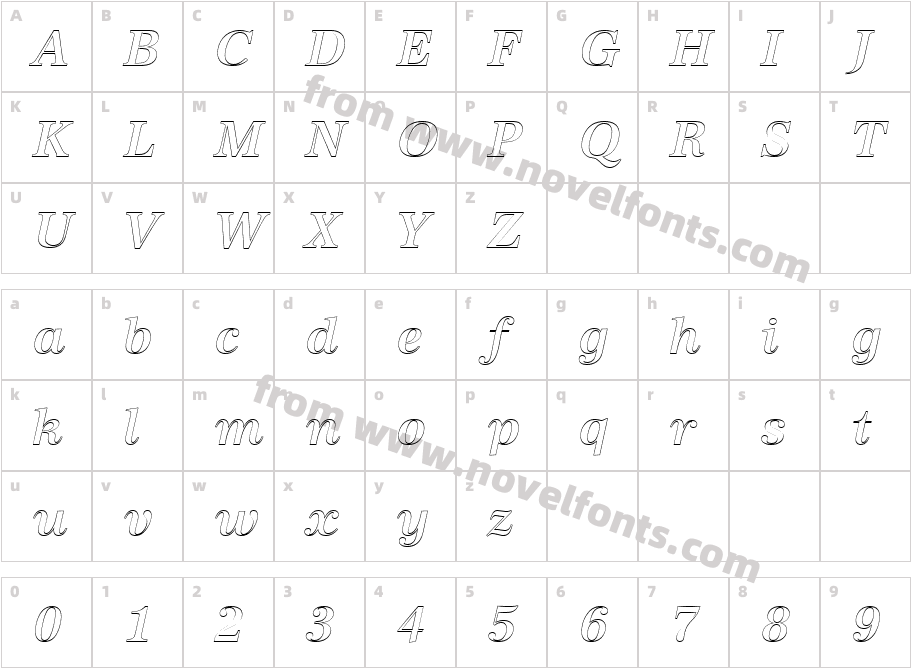 URW AntiquaT Medi Ital Ou1Character Map