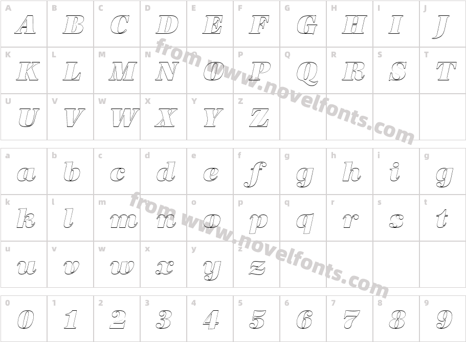 URW AntiquaT Supe Ital Ou1Character Map