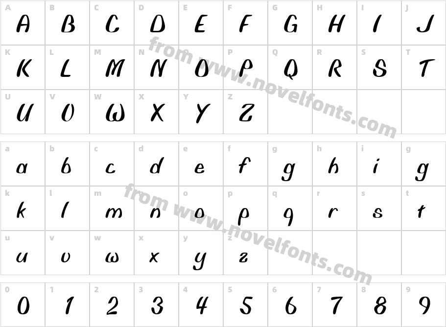 URW BelloDCharacter Map