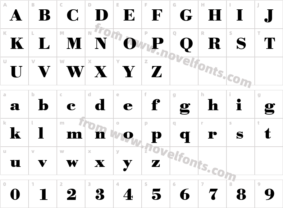 URW BodoniT Bold WideCharacter Map