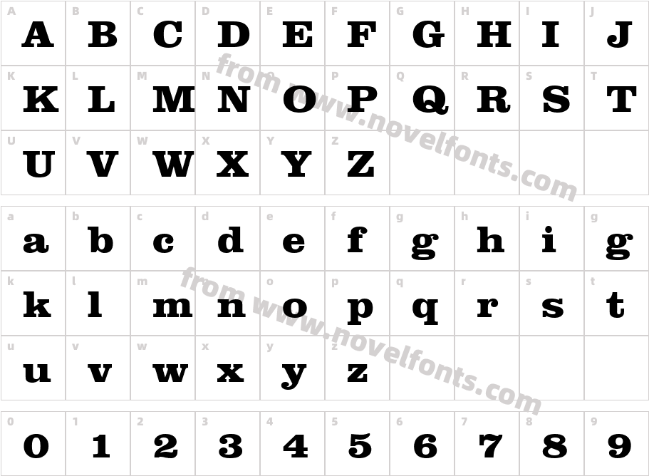 URW ClarendonT Extr Bold Extr WideCharacter Map