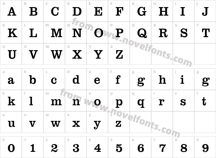 URW ClarendonT Regu NarrCharacter Map