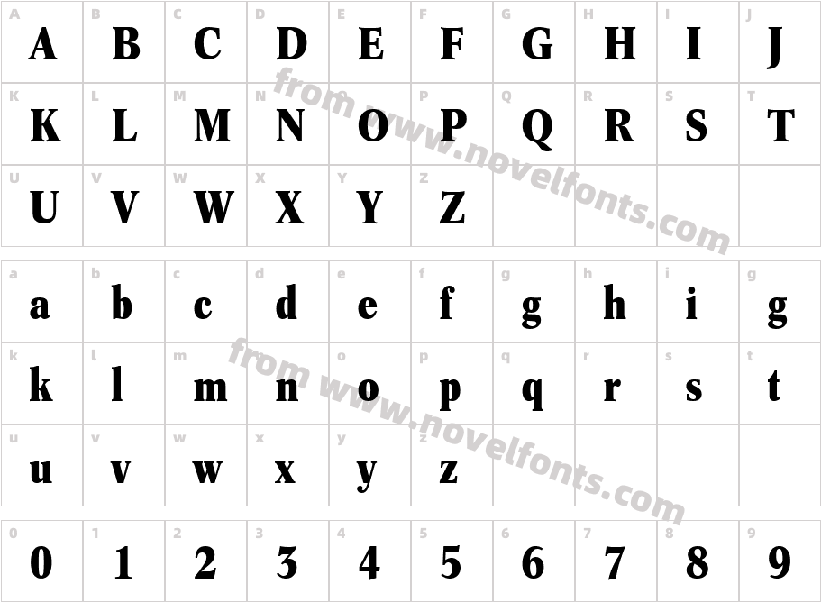 URW CordeliaT Bold CondCharacter Map