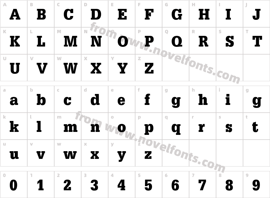 URW EgyptienneT Bold Extr NarrCharacter Map