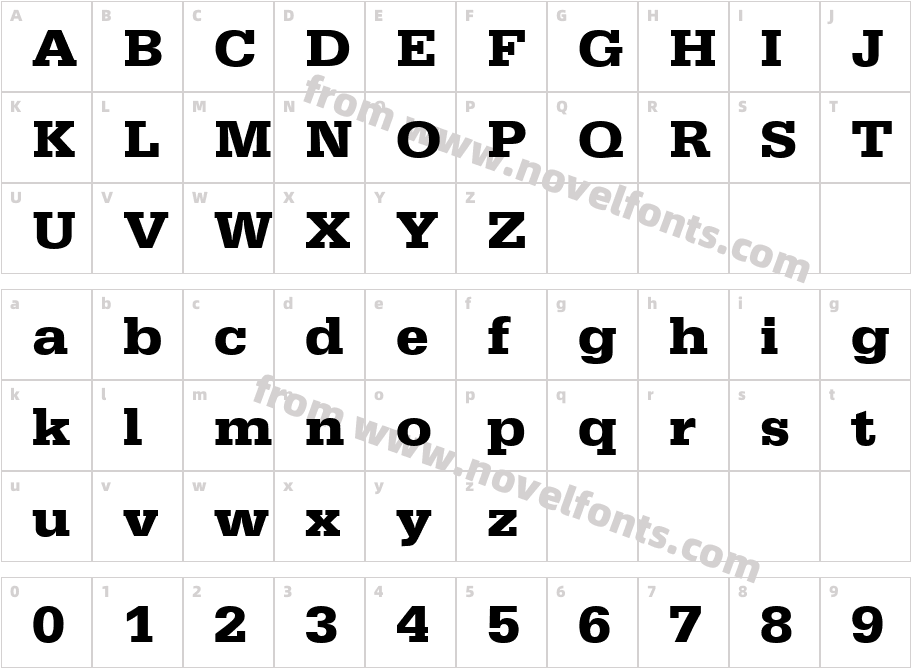 URW EgyptienneT Bold Extr WideCharacter Map