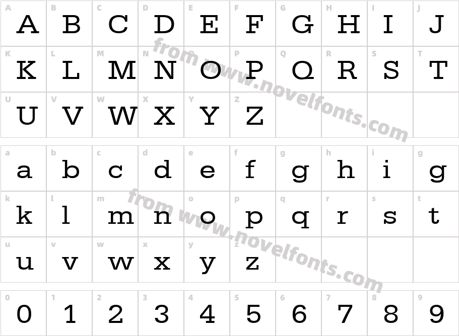 URW EgyptienneT Regu Extr WideCharacter Map