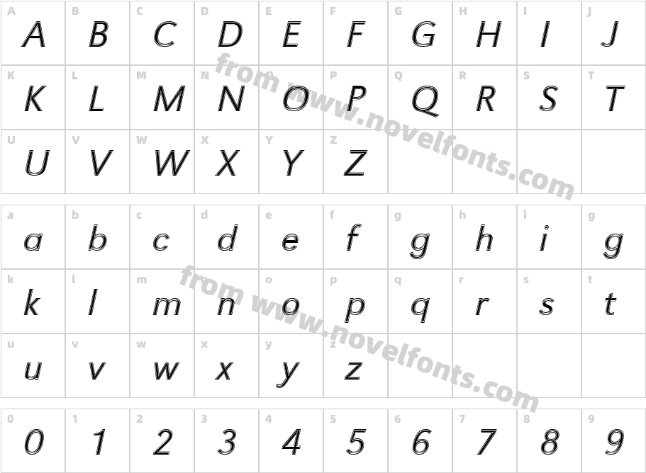 URW GroteskT Ligh Ital In1Character Map