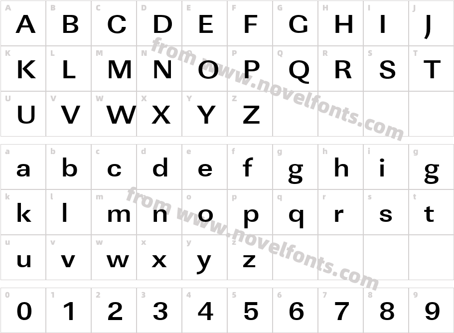 URW LinearT Bold Extr WideCharacter Map