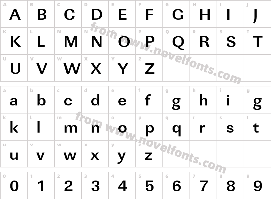 URW LinearT Bold WideCharacter Map