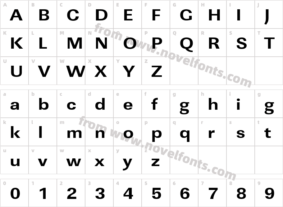 URW LinearT Extr Bold Extr WideCharacter Map