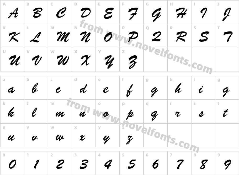 BrushScriptBT-RegularCharacter Map