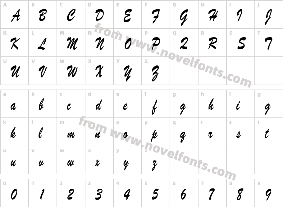 BrushScriptSWCondensedRegularSWFTECharacter Map