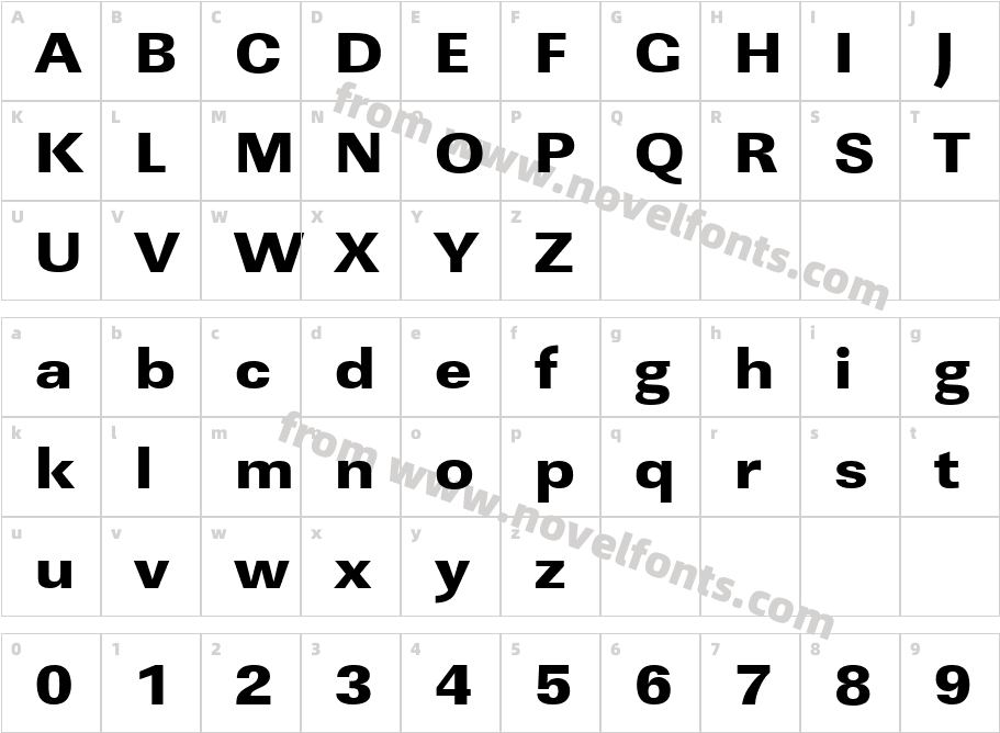 URW LinearT Ultr Bold Extr WideCharacter Map