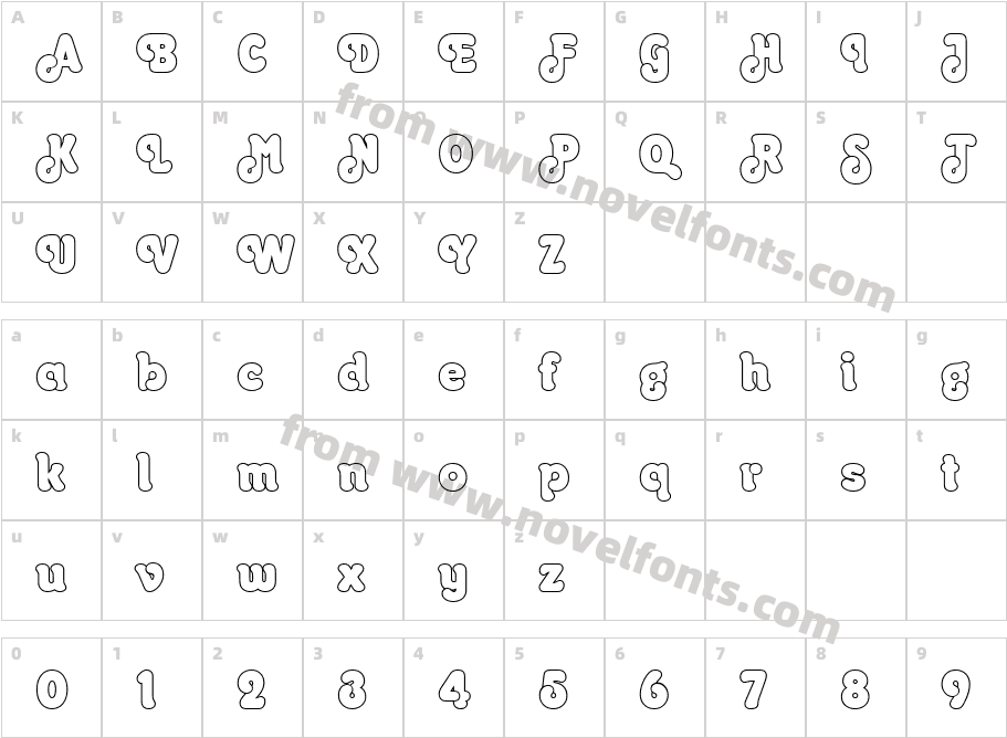 URW Orontius OutPCharacter Map