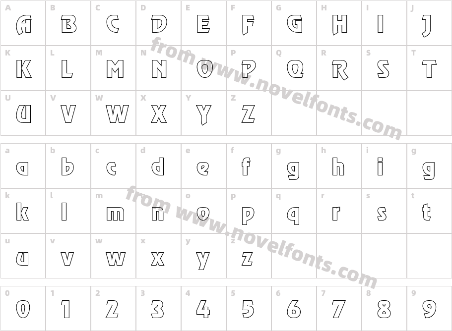 URW Recti OutPCharacter Map