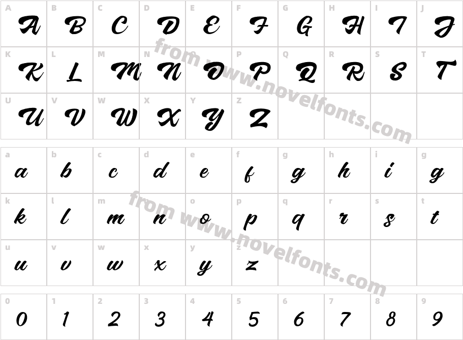 BrushtinaDemo-RegularCharacter Map