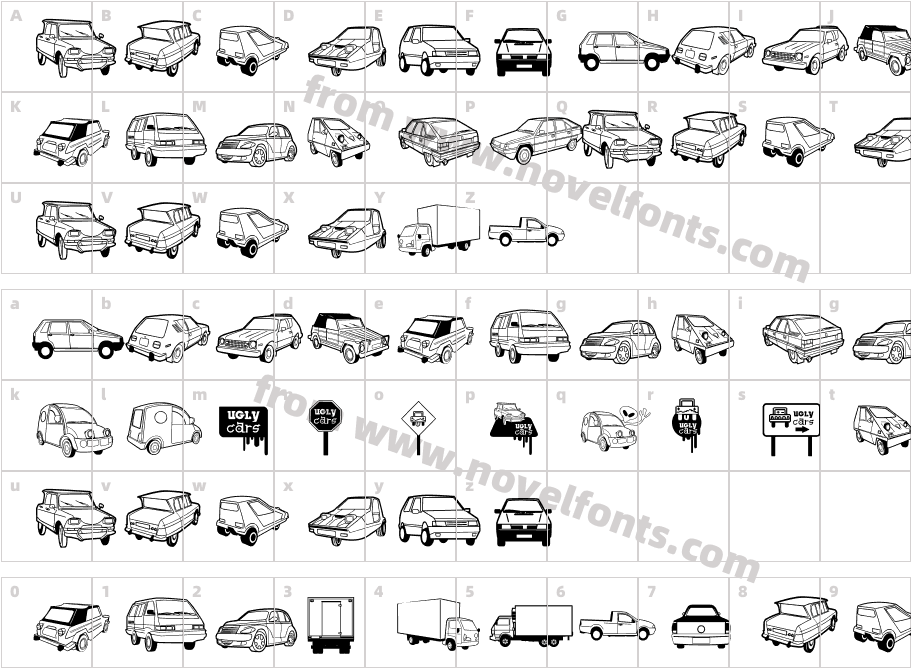 Ugly CarsCharacter Map