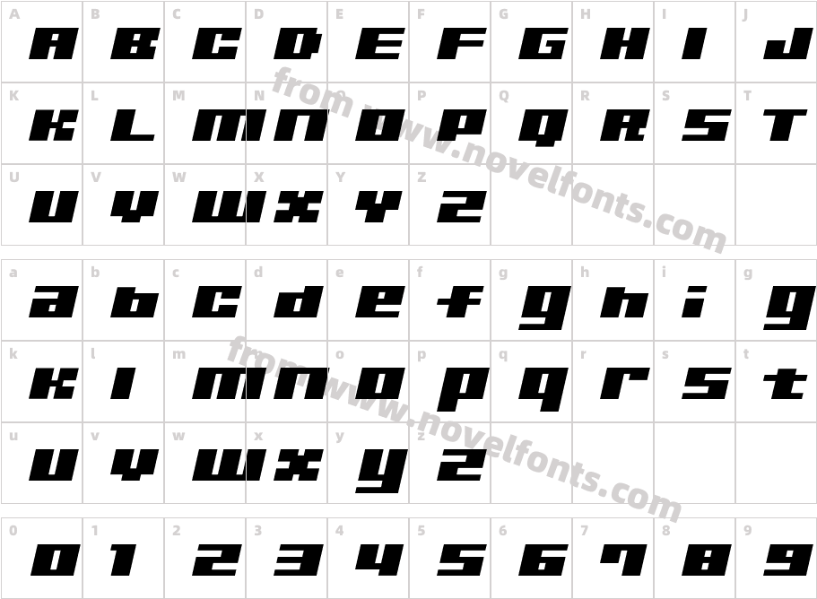 Ultra Seven ItalicBCharacter Map