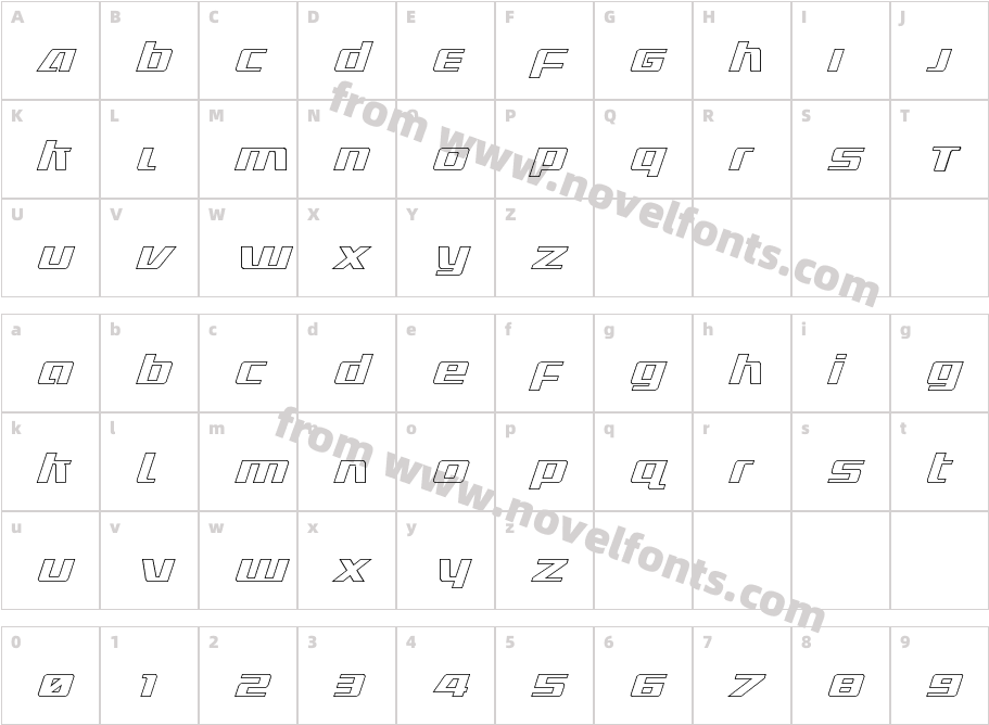 Ultramarines Outline ItalicCharacter Map