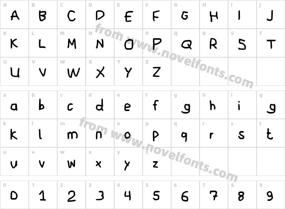 Bryndan Handwriting BookCharacter Map