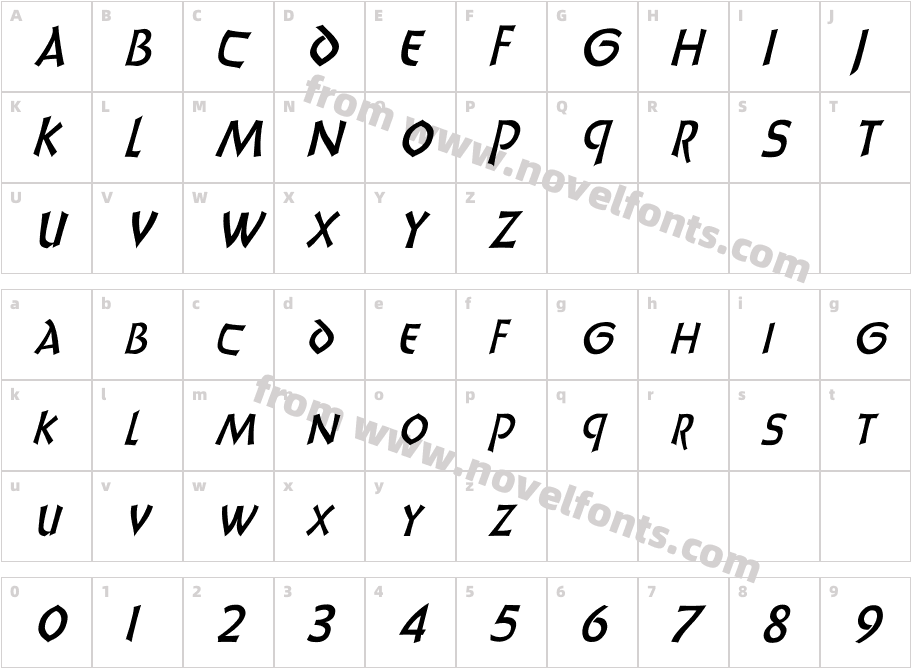 Uncia Dis ItalicCharacter Map