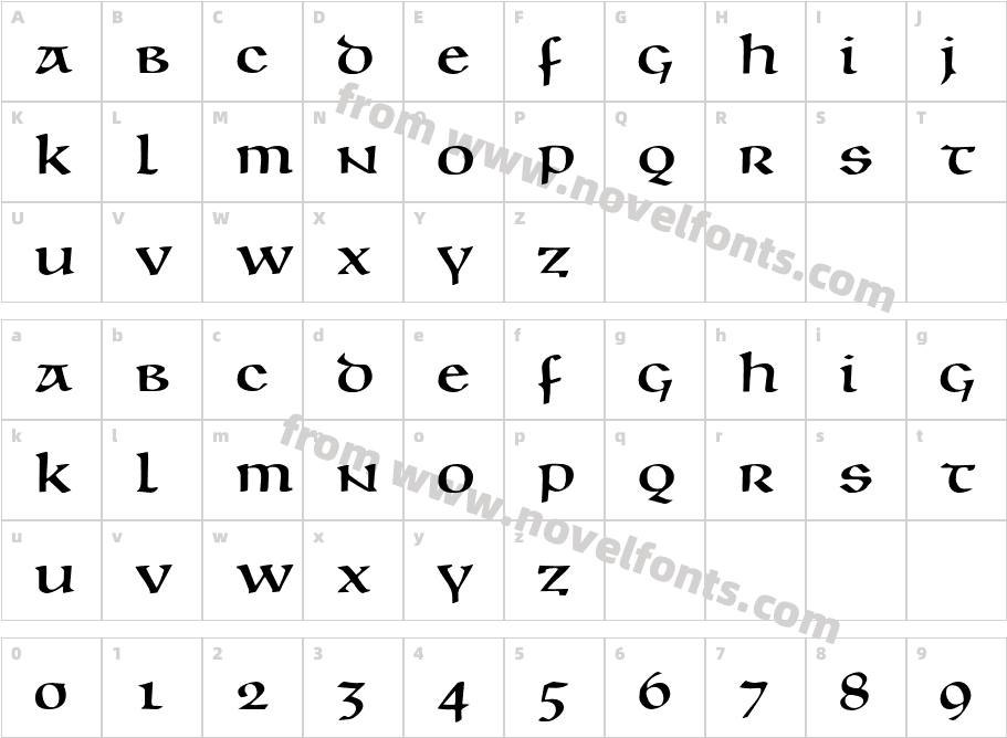 Unciala RegularCharacter Map