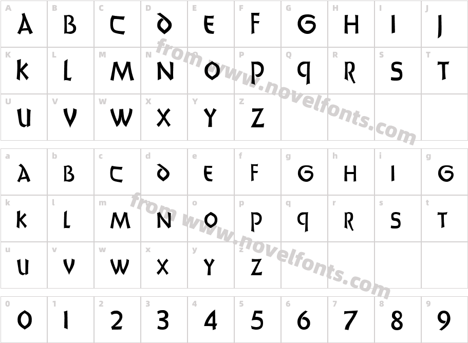 Uncials RegularCharacter Map