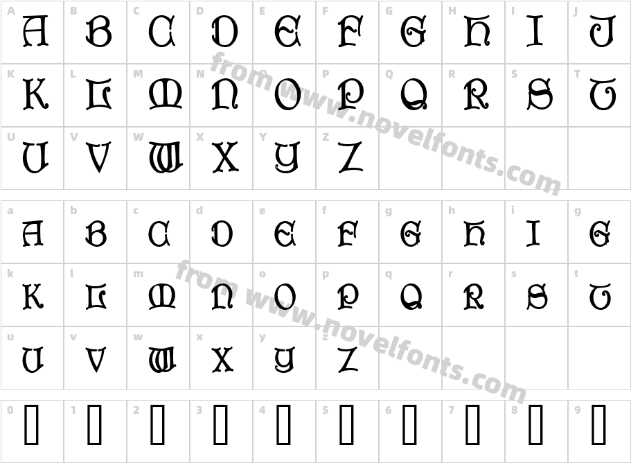 UndaroS CapsSSK BoldCharacter Map