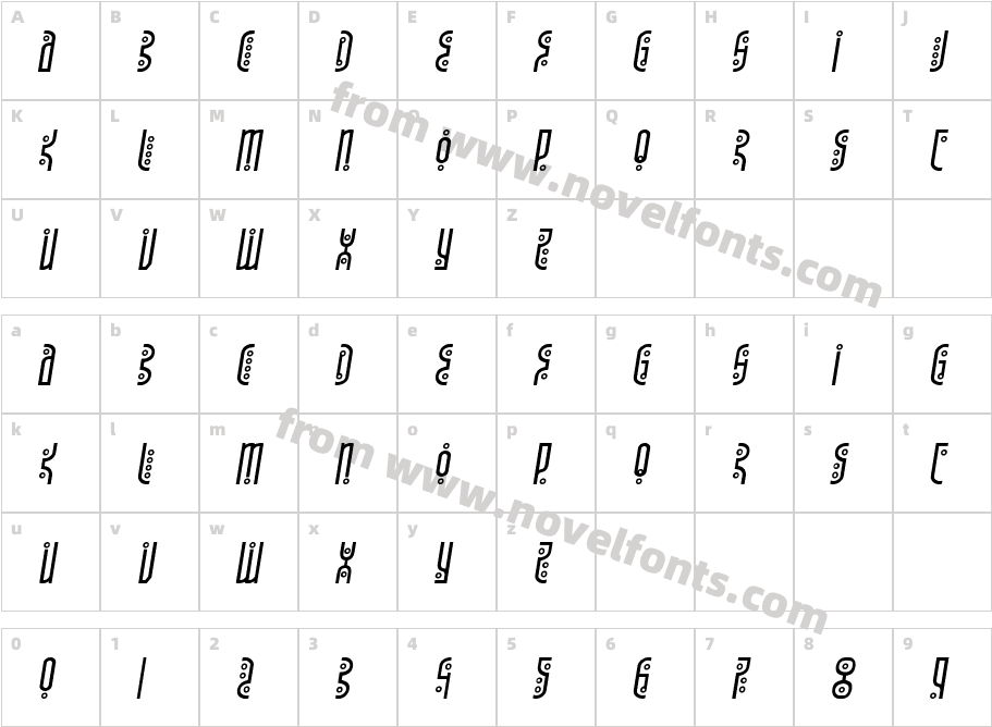 Underground Rose ItalicCharacter Map