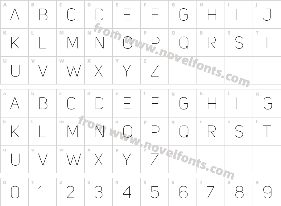 Uni Sans ThinCAPSCharacter Map