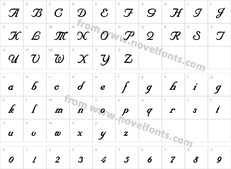 Unicorn ScriptS Si BoldCharacter Map