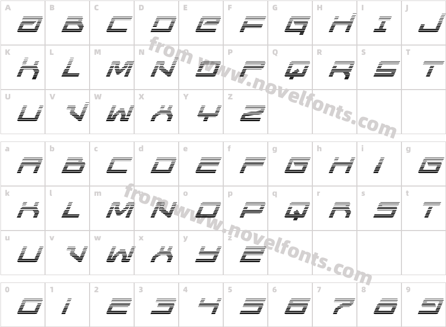 United Planets Gradient ItalicCharacter Map